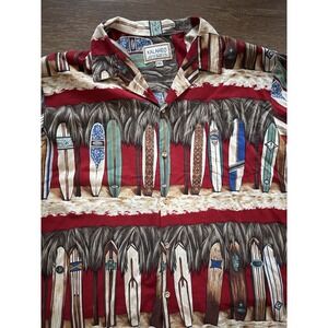 Vintage Kalaheo Hawaiian Shirt Mens Size 2X Surf Board Pattern‎ Button Front USA